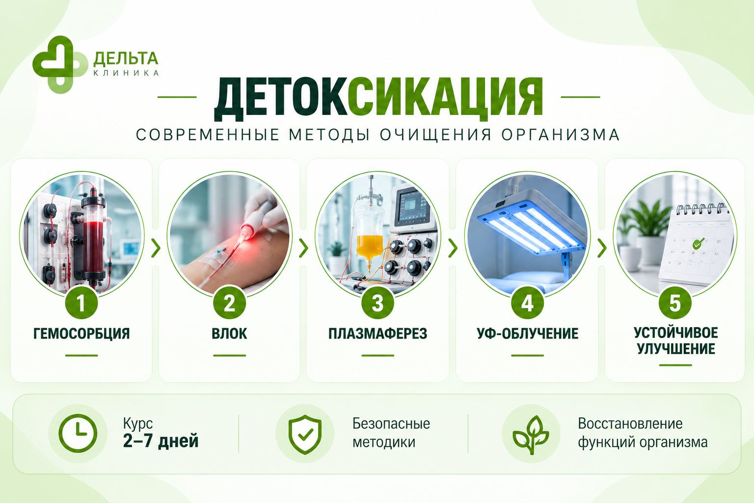 Инфографика методов детоксикации организма.